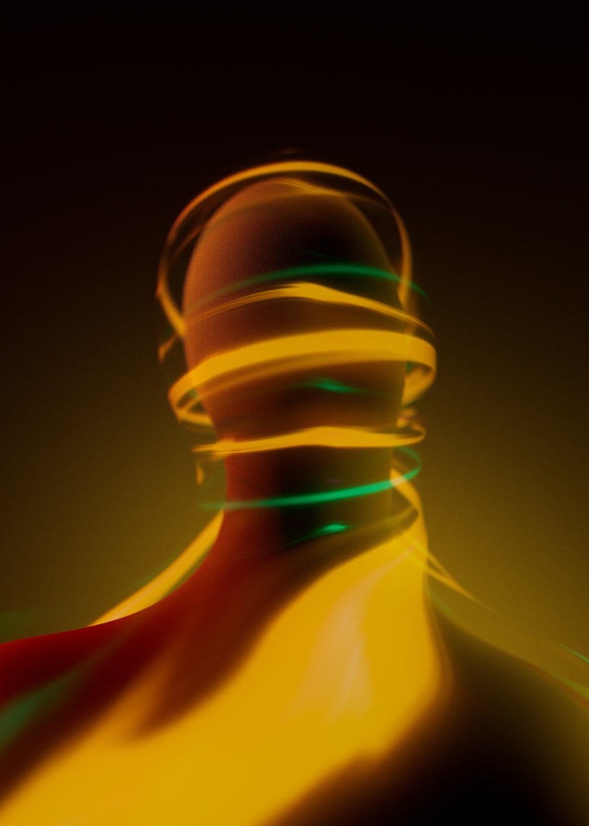 Abstract human form with swirling neon lights